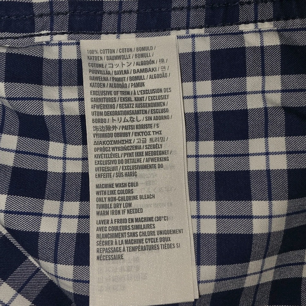 Abercrombie & Fitch Men's Plaid Check Muscle Fit Button-Down Shirt Blue White XL - Picture 8 of 9
